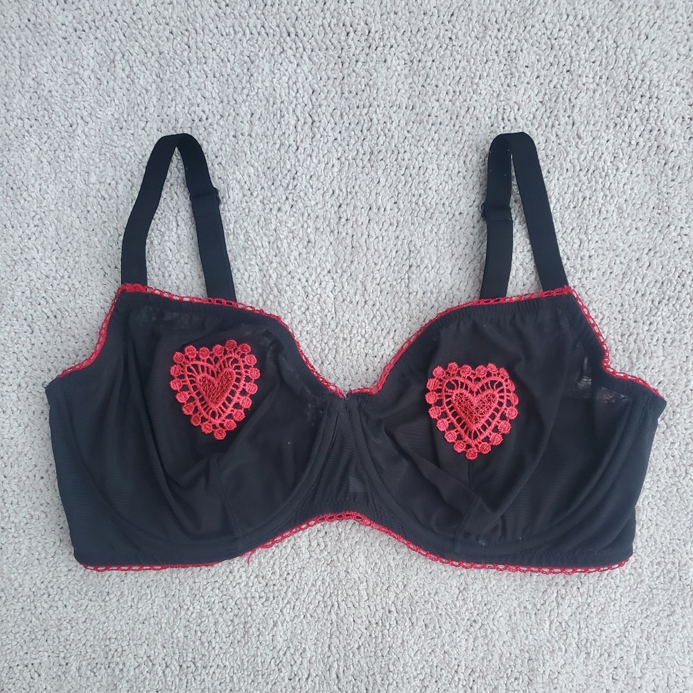 Adore Me Crotchet Heart Mesh Bra 38DD